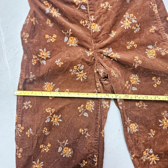 Madewell Slim Emmett Wide Leg Cropped Floral Corduroy Zipper Choco Pants Sz 24 - Picture 13 of 13